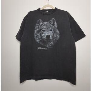 Vintage Diamond Dust Wolf Yellowstone Art Nature Black Shirt XL Sparkle